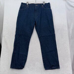 Wrangler Jeans Men 38x29 (36x29) Blue Dark Wash Original Straight Leg 13MWZ